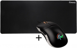 King Kits Ducky Feather ARGB Gaming Mouse with Kailh Switches, Black/White + Mousepad Bundle