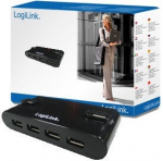 LOGILINK 4-port HUB USB.2.0 w. PSUem (bl