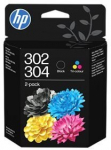 HP 302/304 Tri-color/Black Ink Crtg 2-Pk