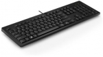 HP 125 USB Wired Keyboard, Sanitizable - Black - US ENG (BULK of 12 pcs)