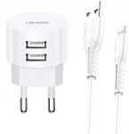 Usams Charger T20 2xUSB 2,1A Lightning