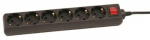 Elexi Extension cord 5,0m 6 sockets+switch, black