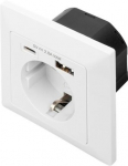 Digitus | Safety Plug for Flush Mounting with 1 x USB Type-C, 1 x USB A