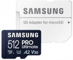 SD MicroSD Card 512GB Samsung SDXC PRO Ulti.Class10 Adap retail