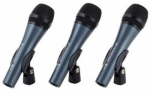 Sennheiser E835 3-Pack Dynamic Vocal Microphone Set with Brackets and Cases