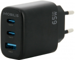 Mobilis Wall Charger - 65W - 2USB C 1USB A - GaN