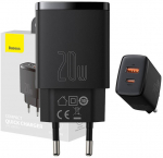 Baseus Compact Dual-Port 20W USB & USB-C Charger Black