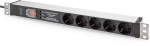 Digitus Socket strip with aluminum profile and switch, surge protection, integrated line filter, 5-way safety sockets, 2