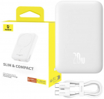 Baseus P10059002223-00 powerbank 6000 mAh Tr&aring;dl&oslash;s opladning Hvid