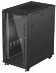 Lanberg 19" 22U 600x1000 black floor-standing rack cabinet with glass doors (flat pack)