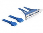 Slotblech USB 3.0 Pin Header 19 Pin 2 x intern > 4 x USB 3.0-A Buchse extern