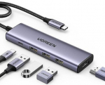 Ugreen 15596 laptop dock/port replicator Wired USB 3.2 Gen 1 (3.1 Gen 1) Type-A + Type-C Aluminium