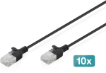 CAT 6 U-UTP Slim Patchkabel, 1,5 m, Schwarz, 10 St&uuml;ck