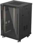 Lanberg 19-inch 18U floor-standing rack cabinet, 600x600, perforated door, LCD (flat-pack), black