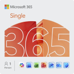Microsoft Office M365 Single 1 Person (1 Year for PC and Mac)