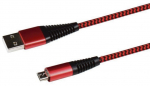 2GO USB Lade-Datenkabel USB-A - Micro-USB 1m Nylon rot