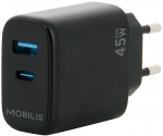 Mobilis Wall Charger 45W - 1 USB A 1 USB C - GaN