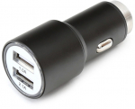 Omega car charger 2xUSB 2100mA Metal, black (43342)