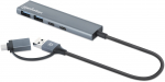 MANHATTAN 4-Port USB AC Hub 2x USB-A 2x USB-C Ports