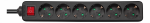 Deltaco Earthed Power Strip with Switch, 6 Sockets 1.5m, Black