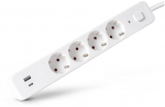 ENTAC power strip 4-way 1x USB-A 1x USB-C 1.5m white