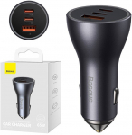 Car charger Baseus Golden Contactor Pro, 2x USB-C, 1x USB, 65W (grey)