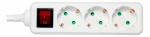 Deltaco Earthed Power Strip with Switch, 3 Sockets, 3m, White