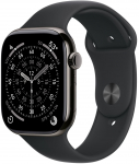Apple Watch Series 11&nbsp;GPS + Cellular 46mm&nbsp;Slate Titanium Case with Black Sport Band - M/L | Apple