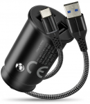 Everactive Car charger CC-25C 2XUS B 12W + CABEL USB-C