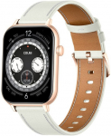 COLMI C28 Smartwatch in Gold with a White Leather Strap