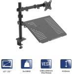 Akyga AK-MB-04 desk holder for monitor and laptop adjustable arm 10kg VESA 75x75mm / 100x100mm 15-32"