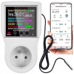 Thermostat with 230V socket, energy meter, Tuya WiFi NB! FR / PL plug and socket!