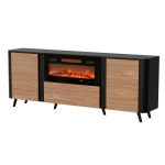 Cama Volare chest of drawers 200 x 39 x 75 cm black/walnut + fireplace