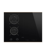 Pliidiplaat Smeg, Dolce Stil Novo, 2 x gaas, 2 x induktsioon, Multi tsoon, 65 cm, must/vask, l&otilde;igatud serv