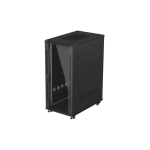 19" 27U 600 &times; 1000 BLACK FLOOR-STANDING RACK CABINET WITH GLASS DOOR, LANBERG (FLAT PACK)