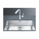 Valamu Smeg Quadra, 74 cm, alt monteeritav, k&auml;sitsi, v&auml;&auml;risteras, roostevaba teras