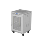 19" 15U 600 &times; 800 GREY FLOOR-STANDING RACK CABINET WITH PERFORATED DOOR AND LCD, LANBERG (FLAT PACK)