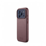 Kaitse&uuml;mbris Apple iPhone 17 Pro, tumepunane, naturaalsest nahast, MagSafe &uuml;hilduv, Mujjo