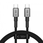 USB-kaabel USB-C otsik <-> USB-C otsik, 1m, 100W / 5A, tumehall, Tech-Protect