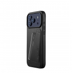 Kaitse&uuml;mbris kaarditaskuga Apple iPhone 17 Pro Max, must, naturaalsest nahast, MagSafe &uuml;hilduv, Mujjo