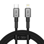 USB-kaabel USB-C <-> Apple iPhone Lightning, 2m, 27W / 3A, tumehall, punutud kaabliga, Tech-Protect