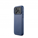 Kaitse&uuml;mbris Apple iPhone 17 Pro Max, sinine, naturaalsest nahast, MagSafe &uuml;hilduv, Mujjo