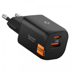 Toalaadija adapter Essential 35W Dual, USB-C + USB-A juhtmele, must, GaN-Pro kiirlaadimine, EE352EU, Spigen