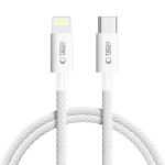 USB-kaabel USB-C <-> Apple iPhone Lightning, 1m, 27W / 3A, valge, punutud kaabliga, Tech-Protect