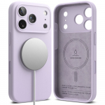 Kaitse&uuml;mbris Silicone Magnetic, Apple iPhone 17 Pro, helelilla, MagSafe &uuml;hilduv, Ringke