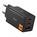 Toalaadija adapter Essential 67W, 2x USB-C + 1x USB-A juhtmele, must, GaN-Pro kiirlaadimine, EE673EU, Spigen