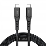 USB-kaabel USB-C otsik <-> USB-C otsik, 2m, PD 100W / QC3.0, must, vastupidav, Tech-Protect