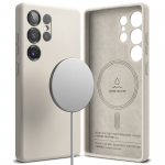 Kaitse&uuml;mbris Silicone Magnetic, Samsung Galaxy S25 Ultra, helebeež, MagSafe &uuml;hilduv, Ringke