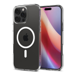 Kaitse&uuml;mbris Liquid Crystal (MagFit), Apple iPhone 16 Pro, l&auml;bipaistev valge MagSafe ringiga, Spigen