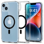 Kaitse&uuml;mbris Ultra Hybrid MagFit, Apple iPhone 14 Plus, l&auml;bipaistev musta MagSafe ringiga, Spigen